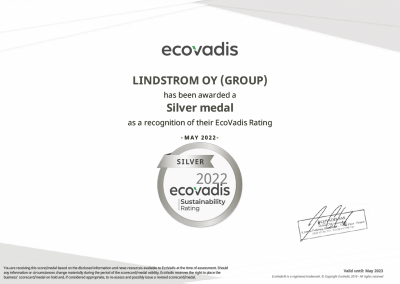 林斯特龙荣获EcoVadis可持续发展银奖